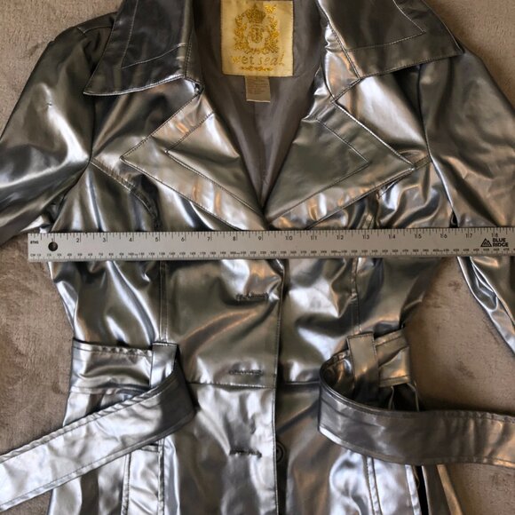 Vintage Wet Seal silver metallic rain trench coat - Picture 6 of 8